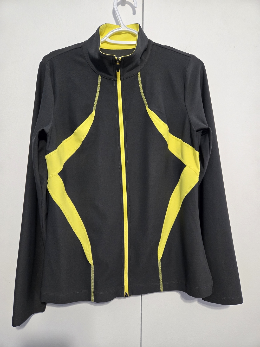Xersion Performance Jacket Women’s Black Neon Yellow Zip Athletic Activewear